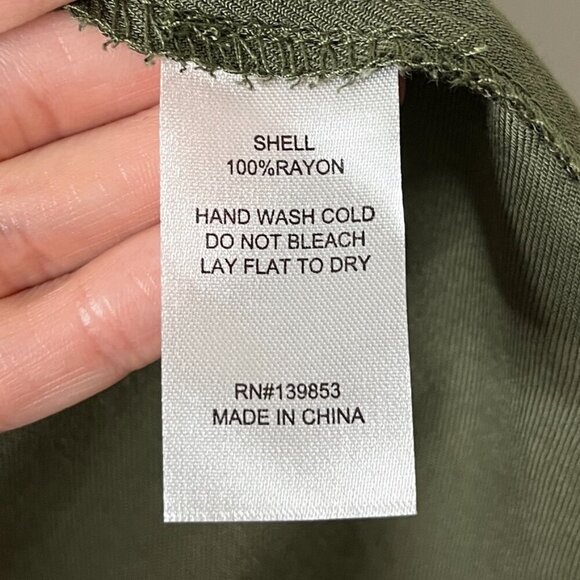 Bleuh Ciel Women's Open Front Cardigan Top M Green Shawl Neck Long Sleeve Wrap - Picture 9 of 9